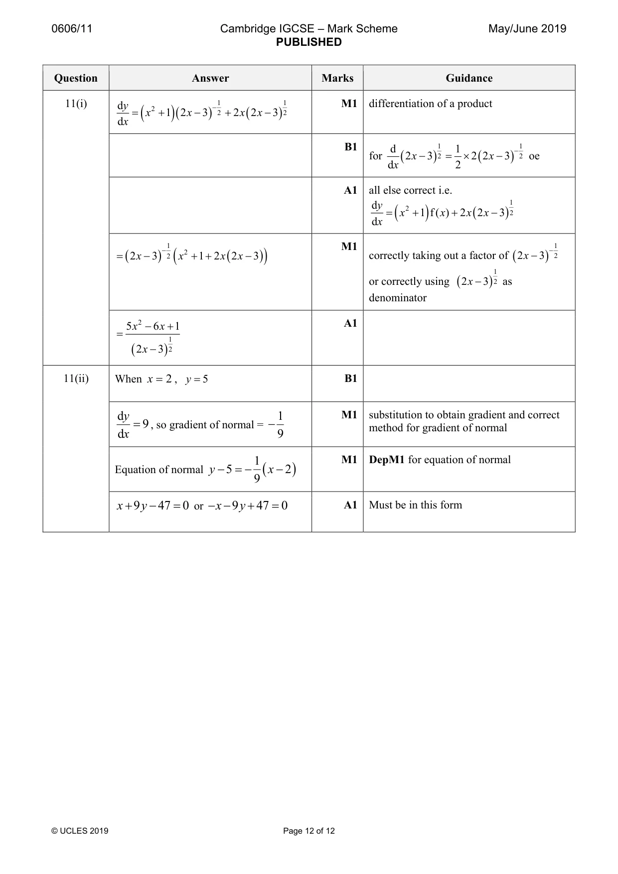 Mark scheme, page 12 of 12