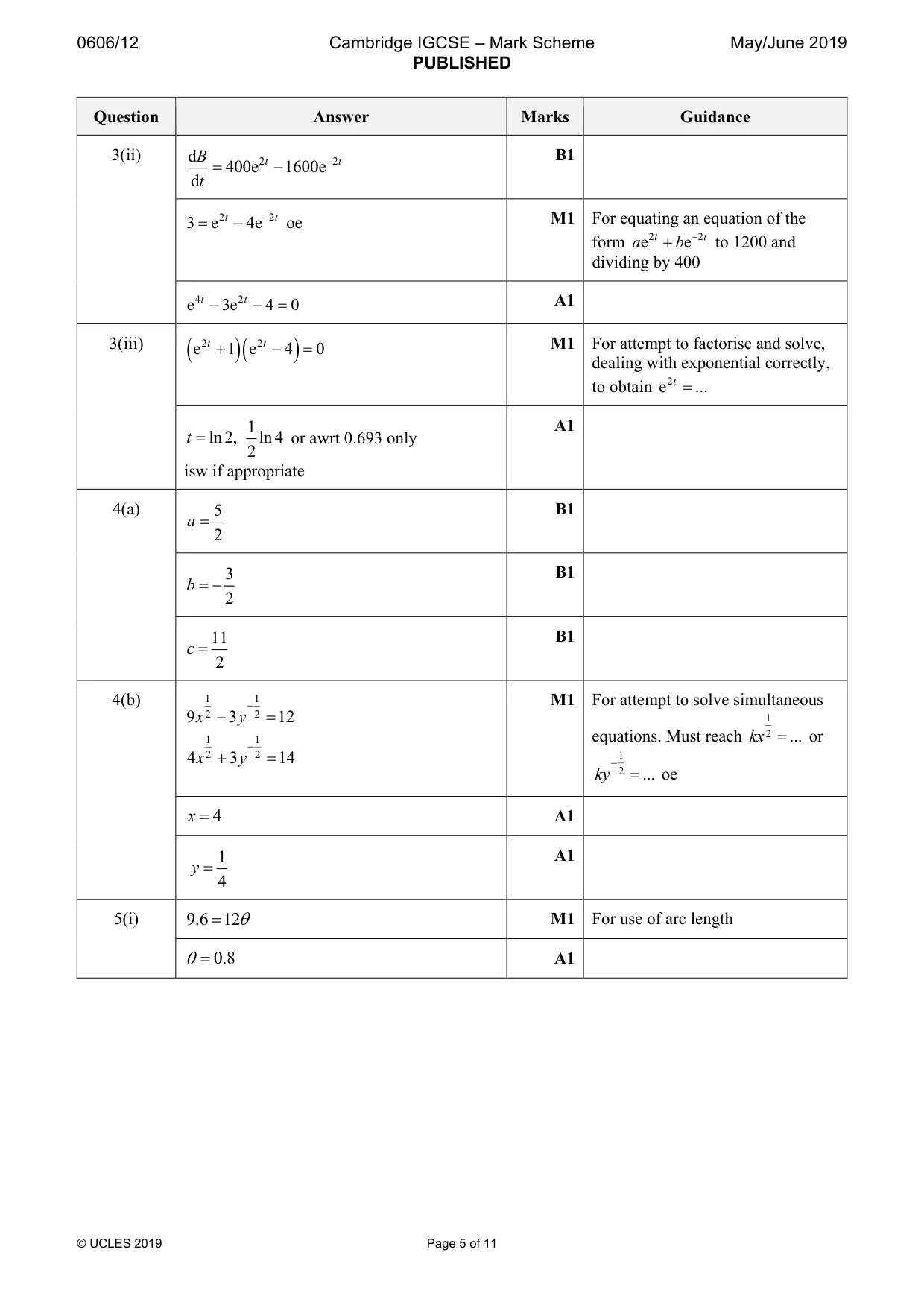 Mark scheme, page 5 of 11