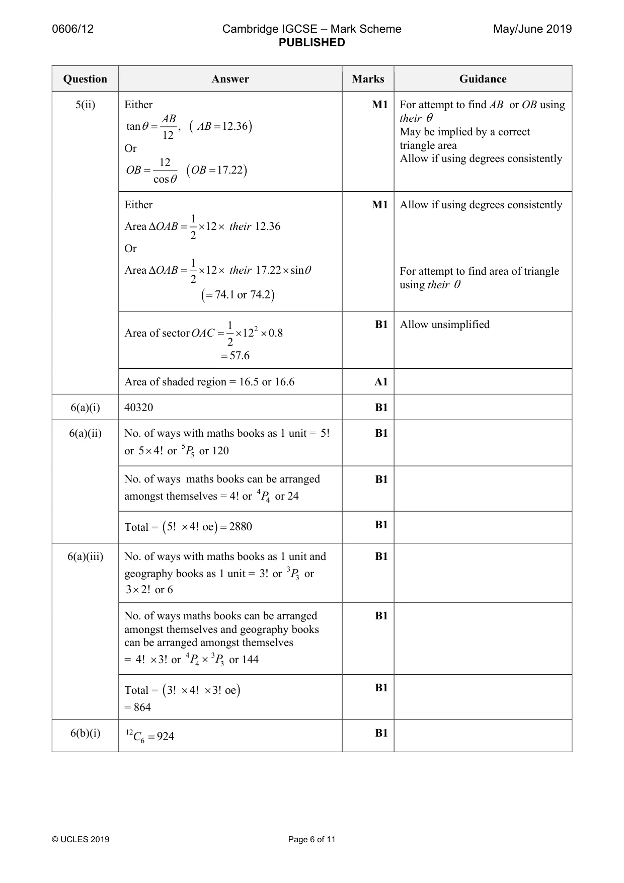 Mark scheme, page 6 of 11