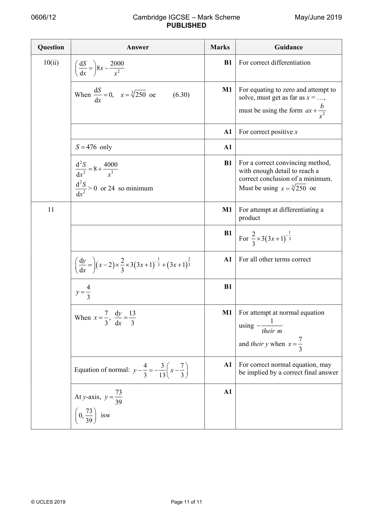 Mark scheme, page 11 of 11