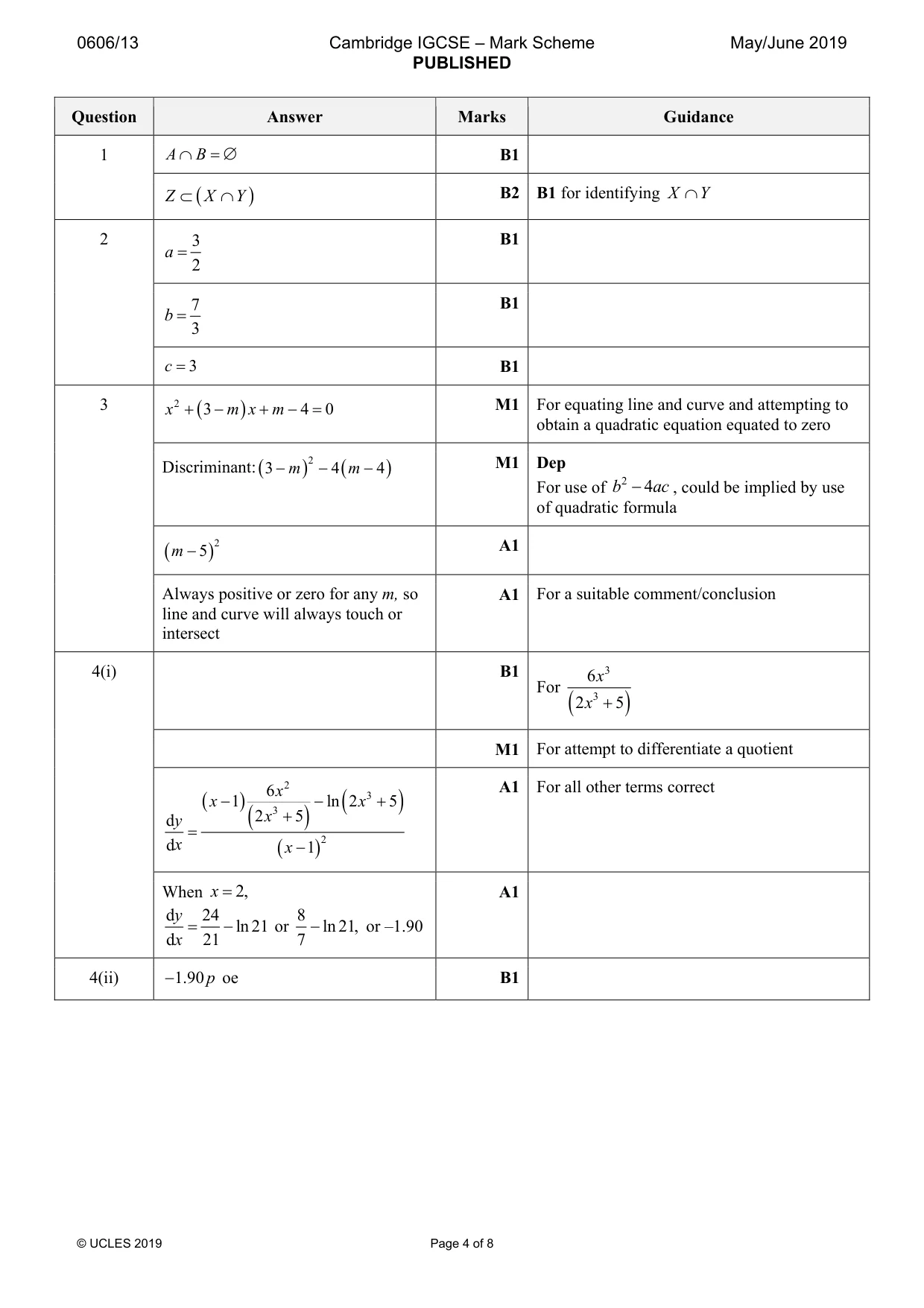 Mark scheme, page 4 of 8