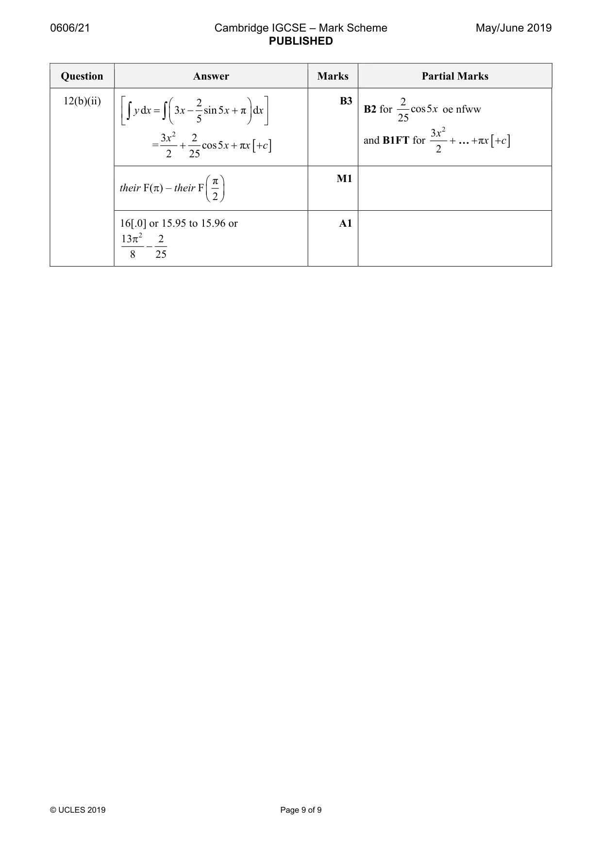 Mark scheme, page 9 of 9
