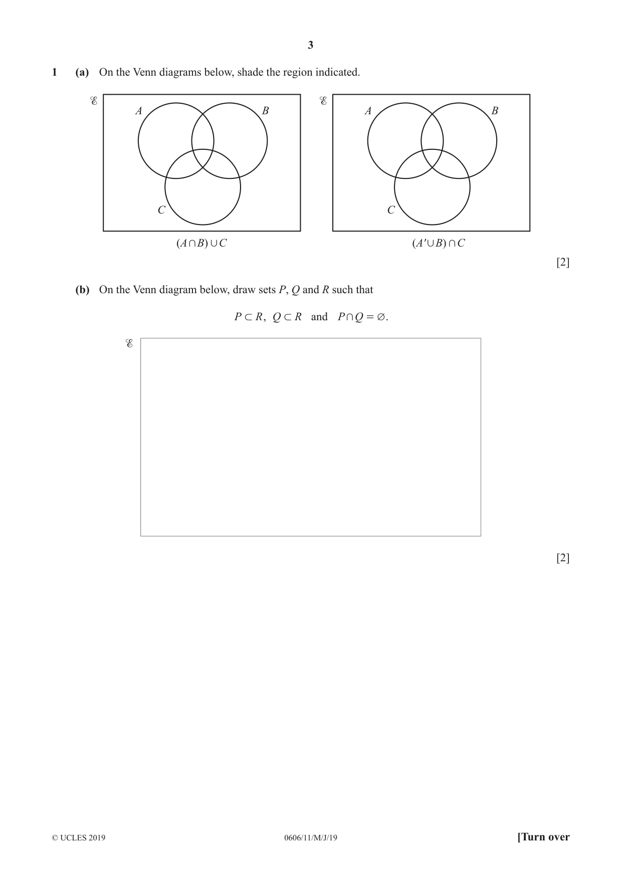 Cambridge IGCSE Mathematics - Additional 0606 2019 May/June Paper 1 · Variant 1 question paper, page 3 of 16