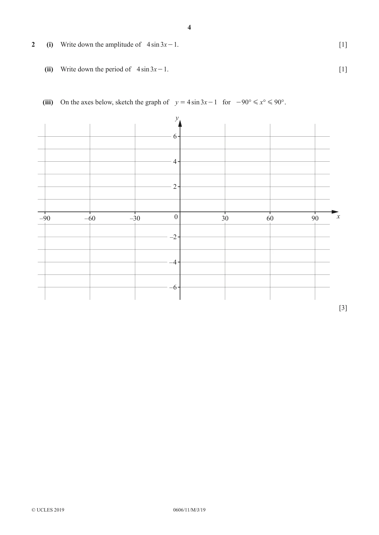 Cambridge IGCSE Mathematics - Additional 0606 2019 May/June Paper 1 · Variant 1 question paper, page 4 of 16