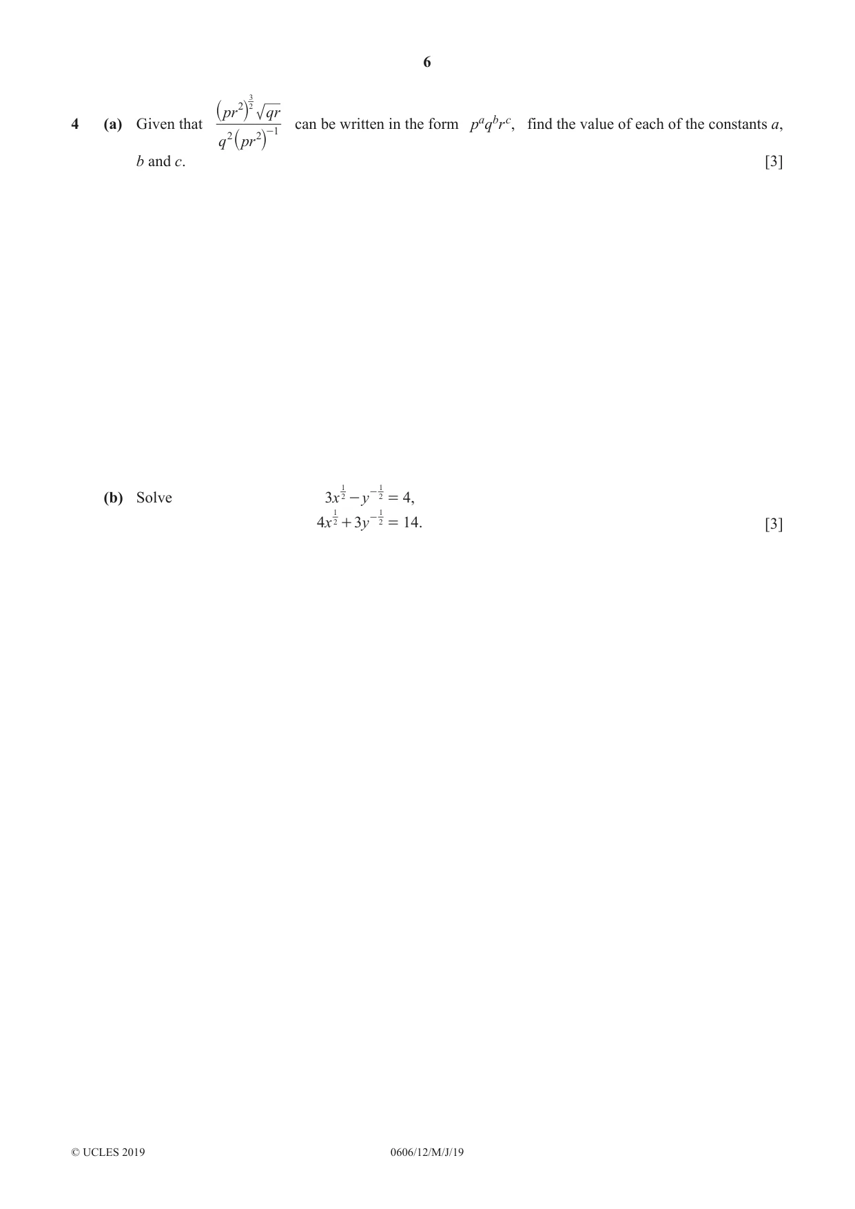 Cambridge IGCSE Mathematics - Additional 0606 2019 May/June Paper 1 · Variant 2 question paper, page 6 of 16