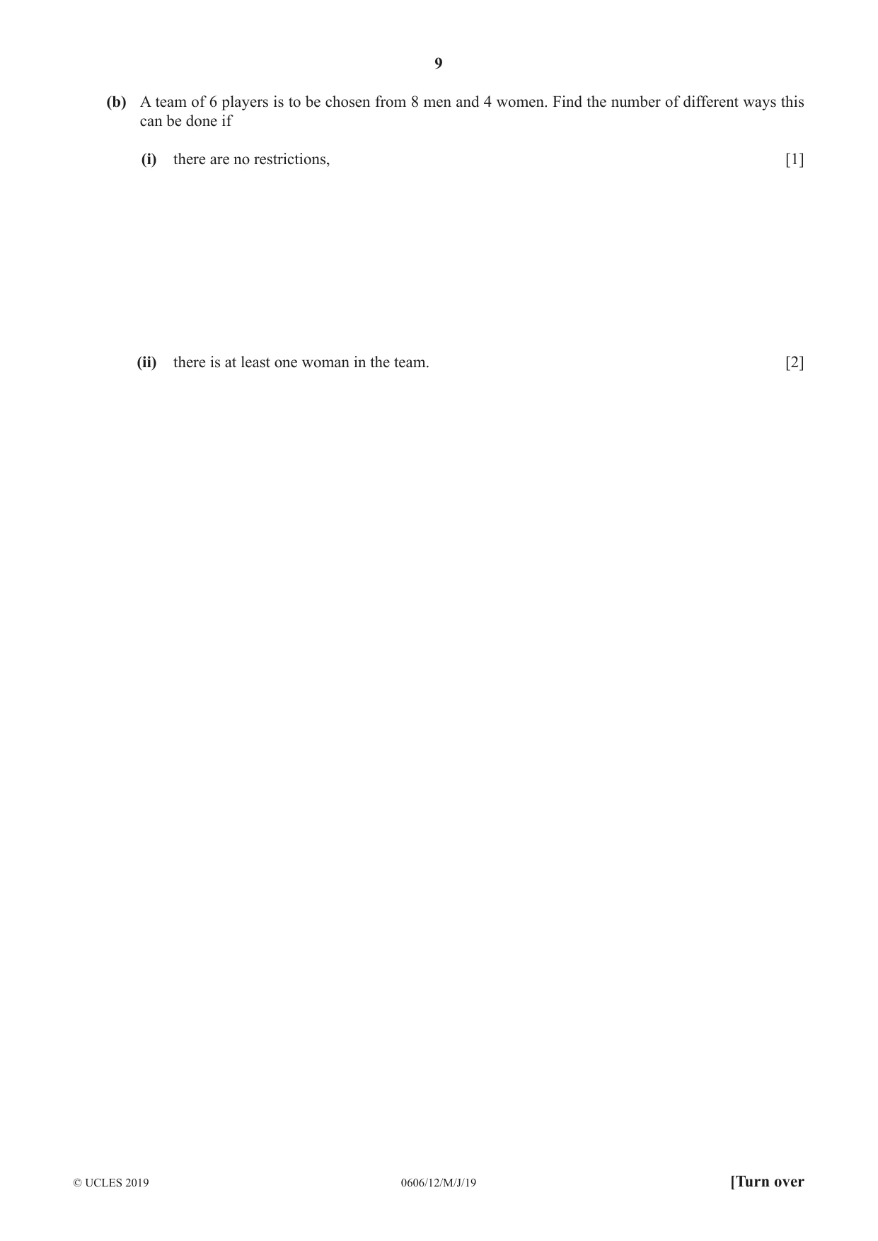 Cambridge IGCSE Mathematics - Additional 0606 2019 May/June Paper 1 · Variant 2 question paper, page 9 of 16