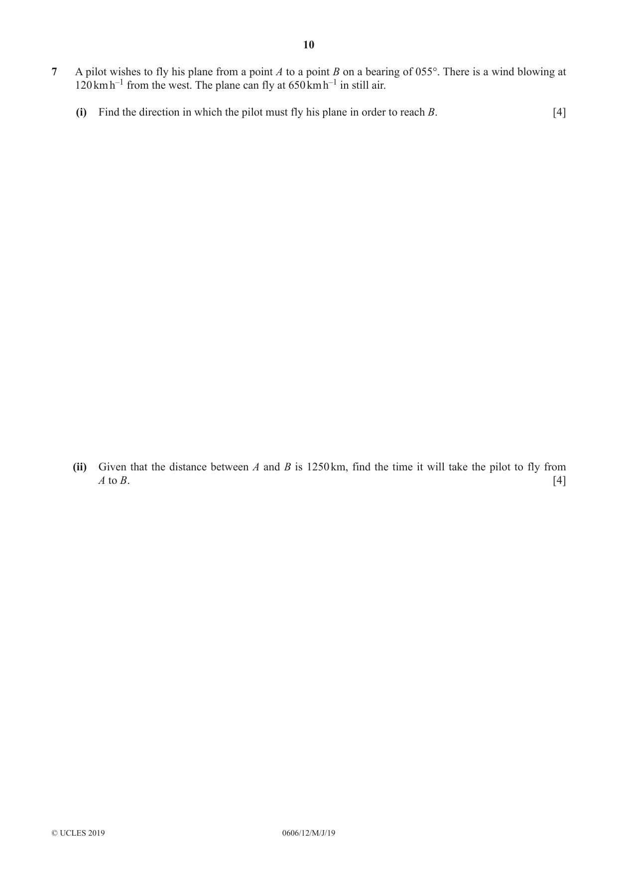 Cambridge IGCSE Mathematics - Additional 0606 2019 May/June Paper 1 · Variant 2 question paper, page 10 of 16
