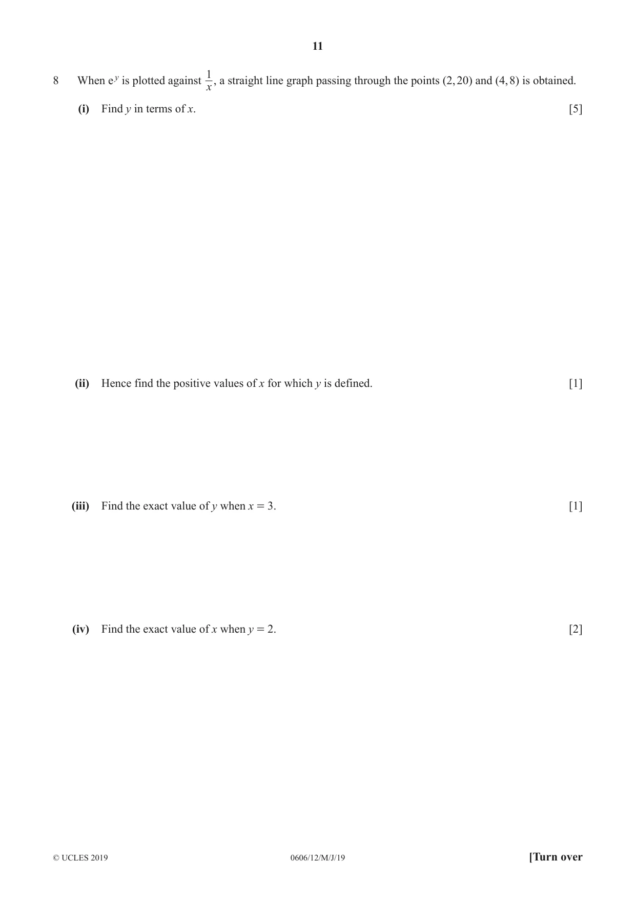 Cambridge IGCSE Mathematics - Additional 0606 2019 May/June Paper 1 · Variant 2 question paper, page 11 of 16