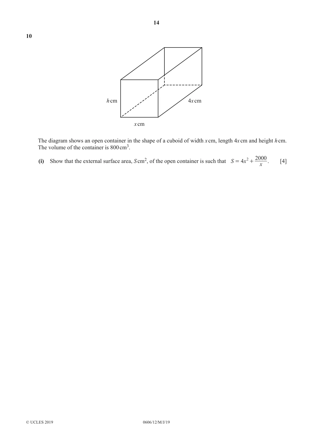 Cambridge IGCSE Mathematics - Additional 0606 2019 May/June Paper 1 · Variant 2 question paper, page 14 of 16