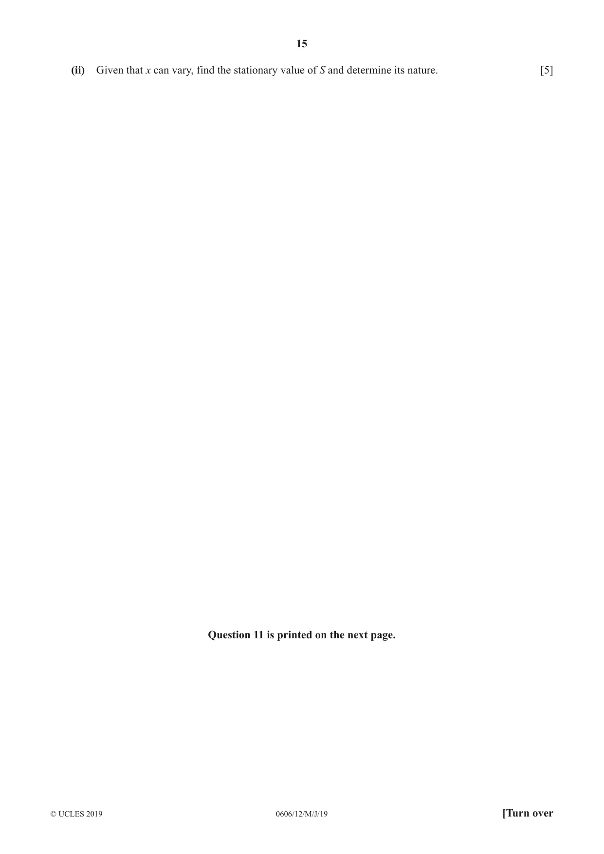 Cambridge IGCSE Mathematics - Additional 0606 2019 May/June Paper 1 · Variant 2 question paper, page 15 of 16