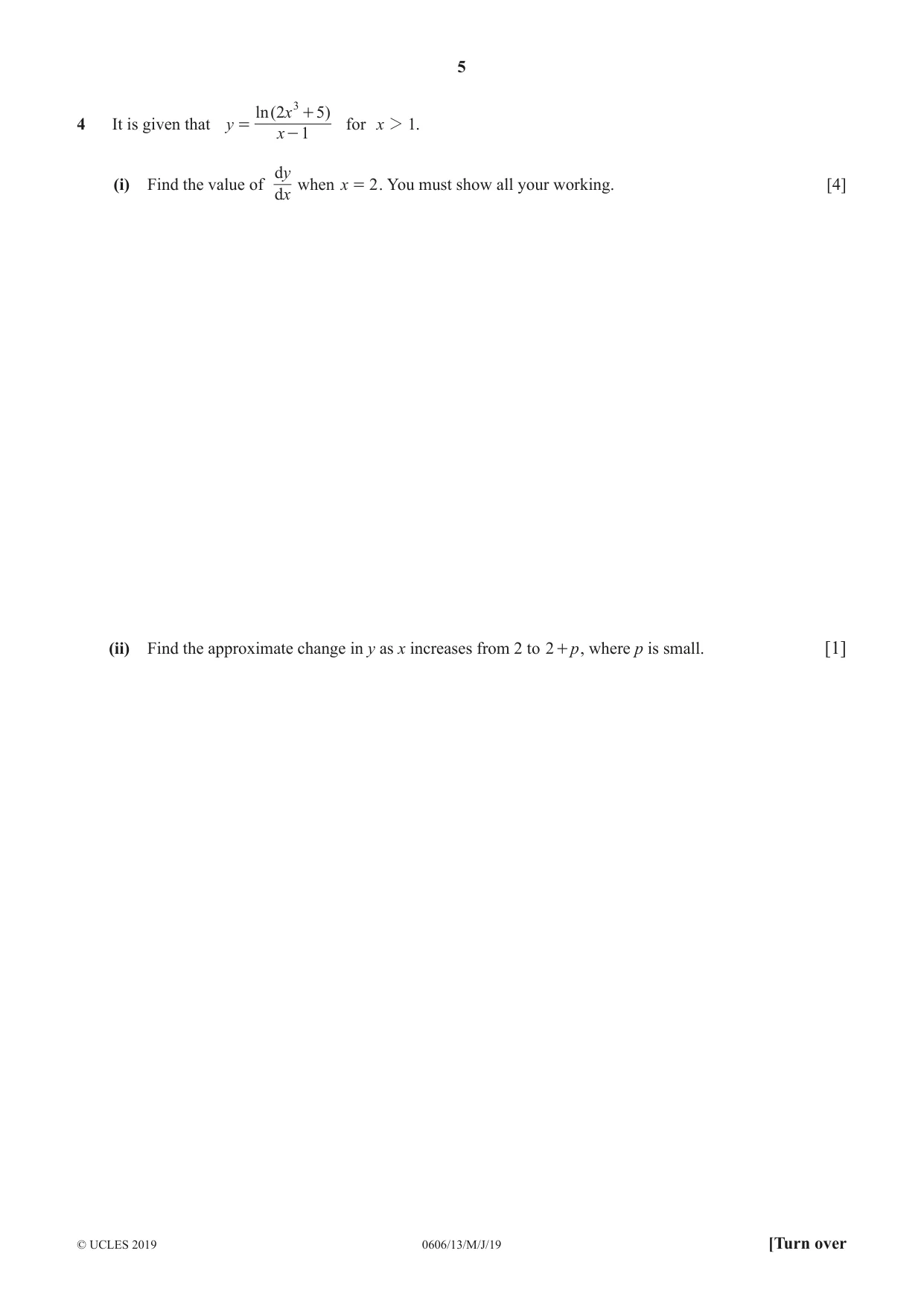 Cambridge IGCSE Mathematics - Additional 0606 2019 May/June Paper 1 · Variant 3 question paper, page 5 of 16