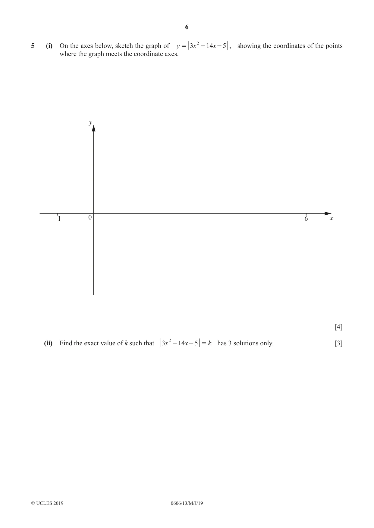 Cambridge IGCSE Mathematics - Additional 0606 2019 May/June Paper 1 · Variant 3 question paper, page 6 of 16