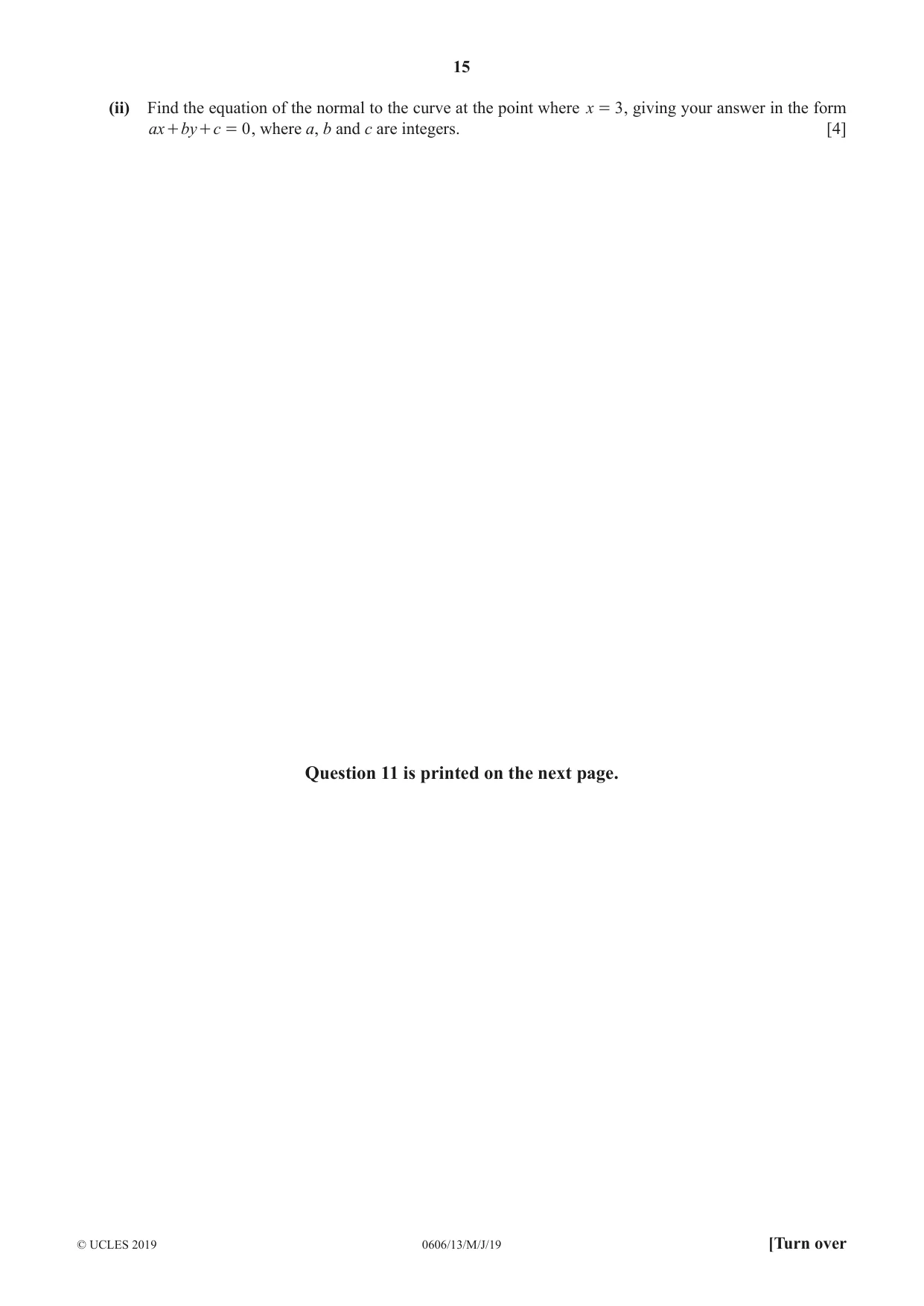 Cambridge IGCSE Mathematics - Additional 0606 2019 May/June Paper 1 · Variant 3 question paper, page 15 of 16