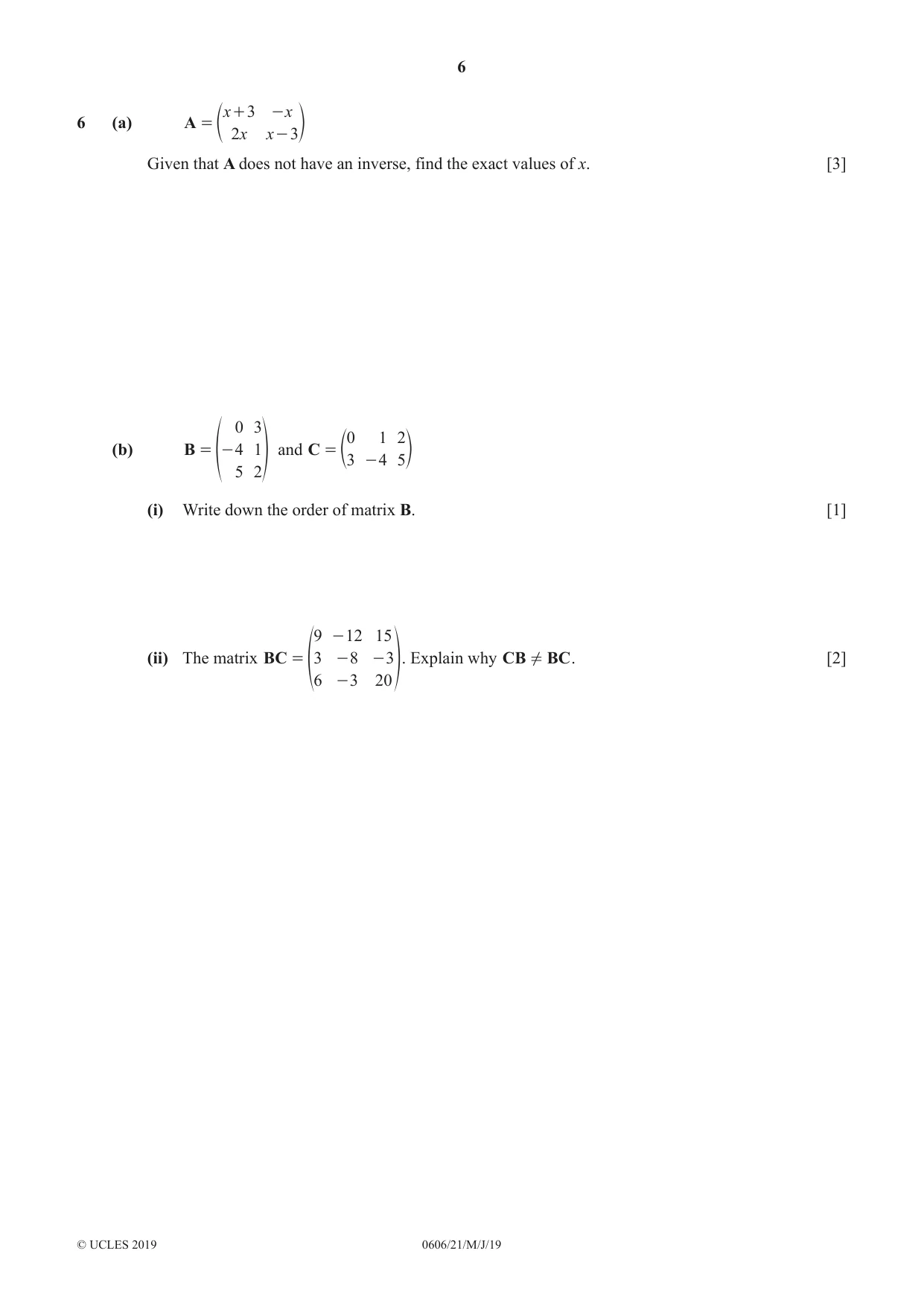 Cambridge IGCSE Mathematics - Additional 0606 2019 May/June Paper 2 · Variant 1 question paper, page 6 of 16