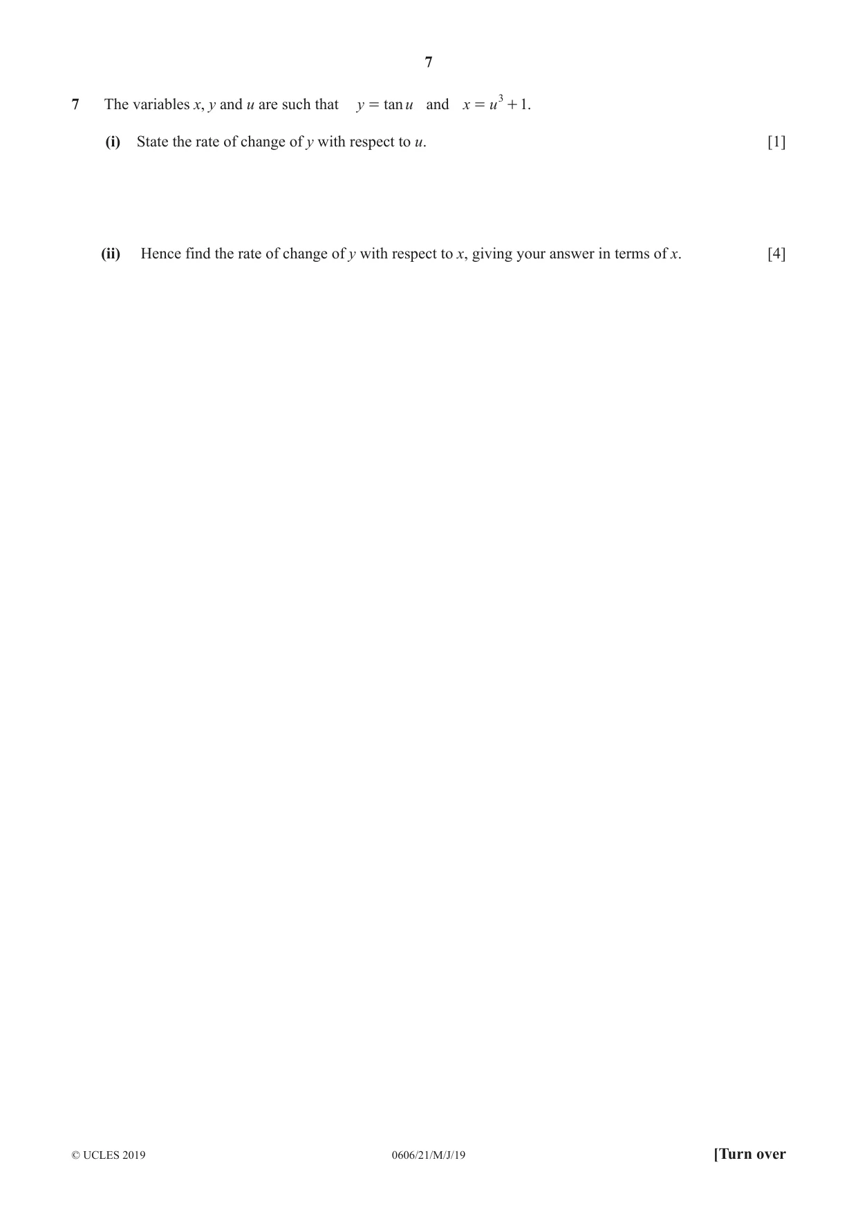 Cambridge IGCSE Mathematics - Additional 0606 2019 May/June Paper 2 · Variant 1 question paper, page 7 of 16