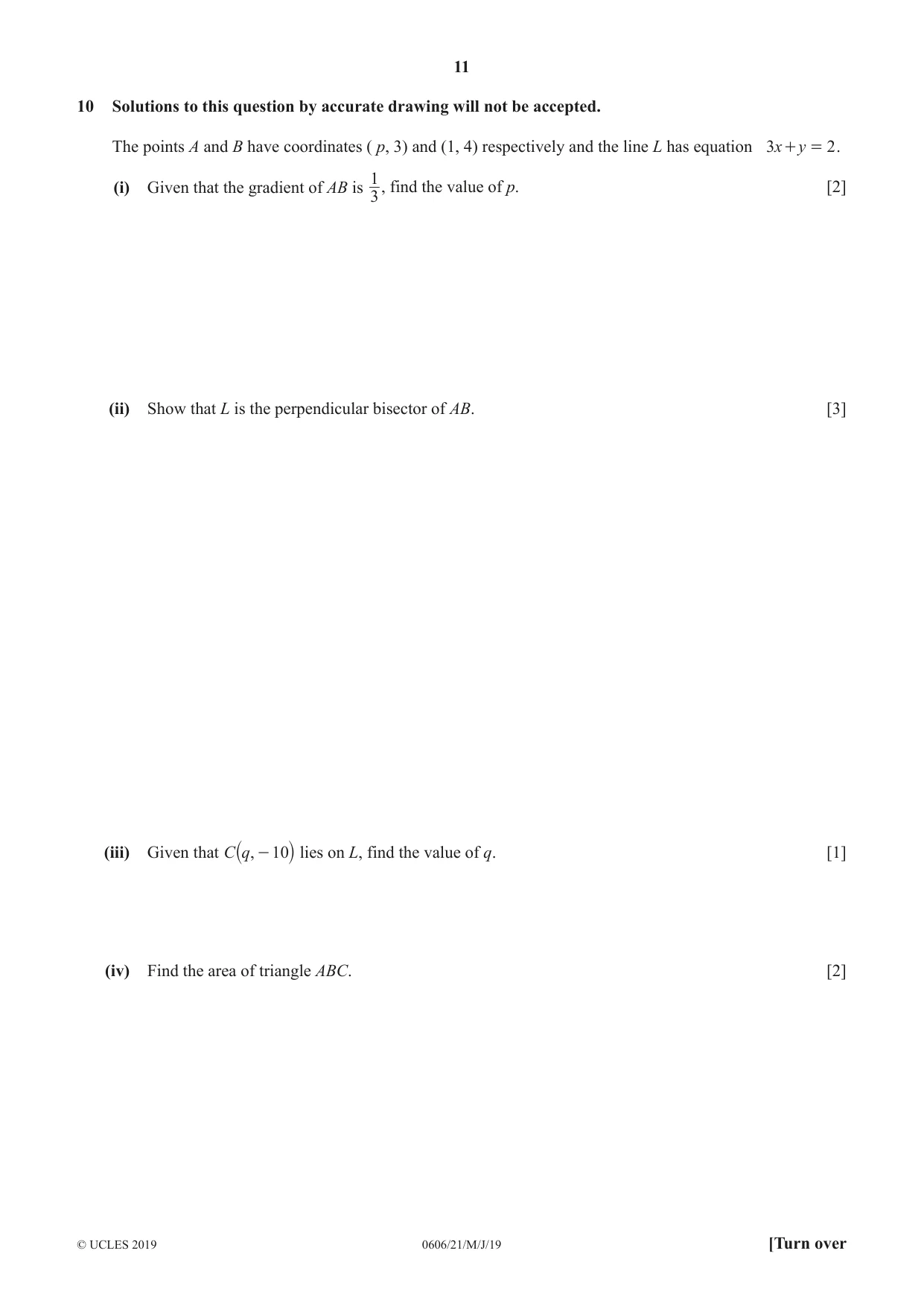 Cambridge IGCSE Mathematics - Additional 0606 2019 May/June Paper 2 · Variant 1 question paper, page 11 of 16