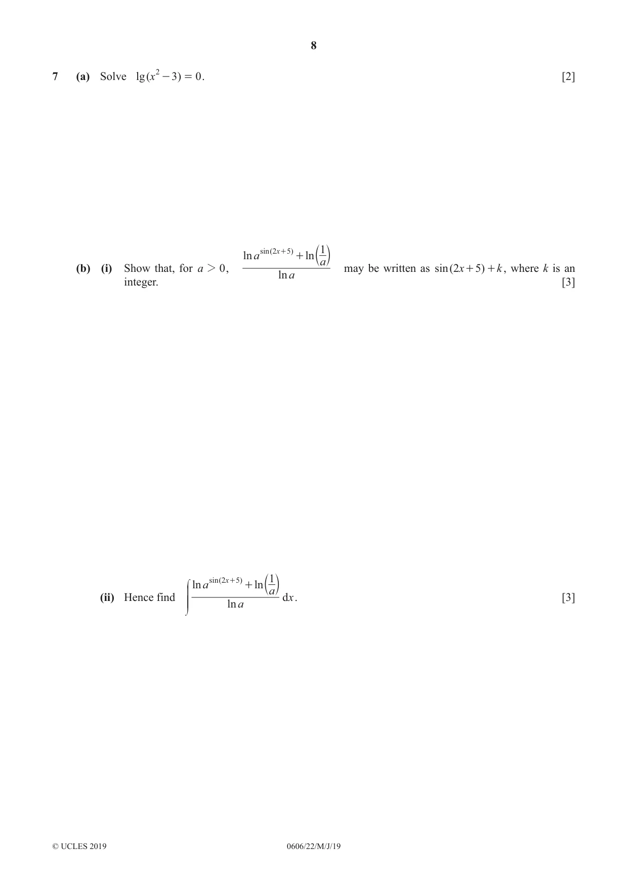 Cambridge IGCSE Mathematics - Additional 0606 2019 May/June Paper 2 · Variant 2 question paper, page 8 of 16