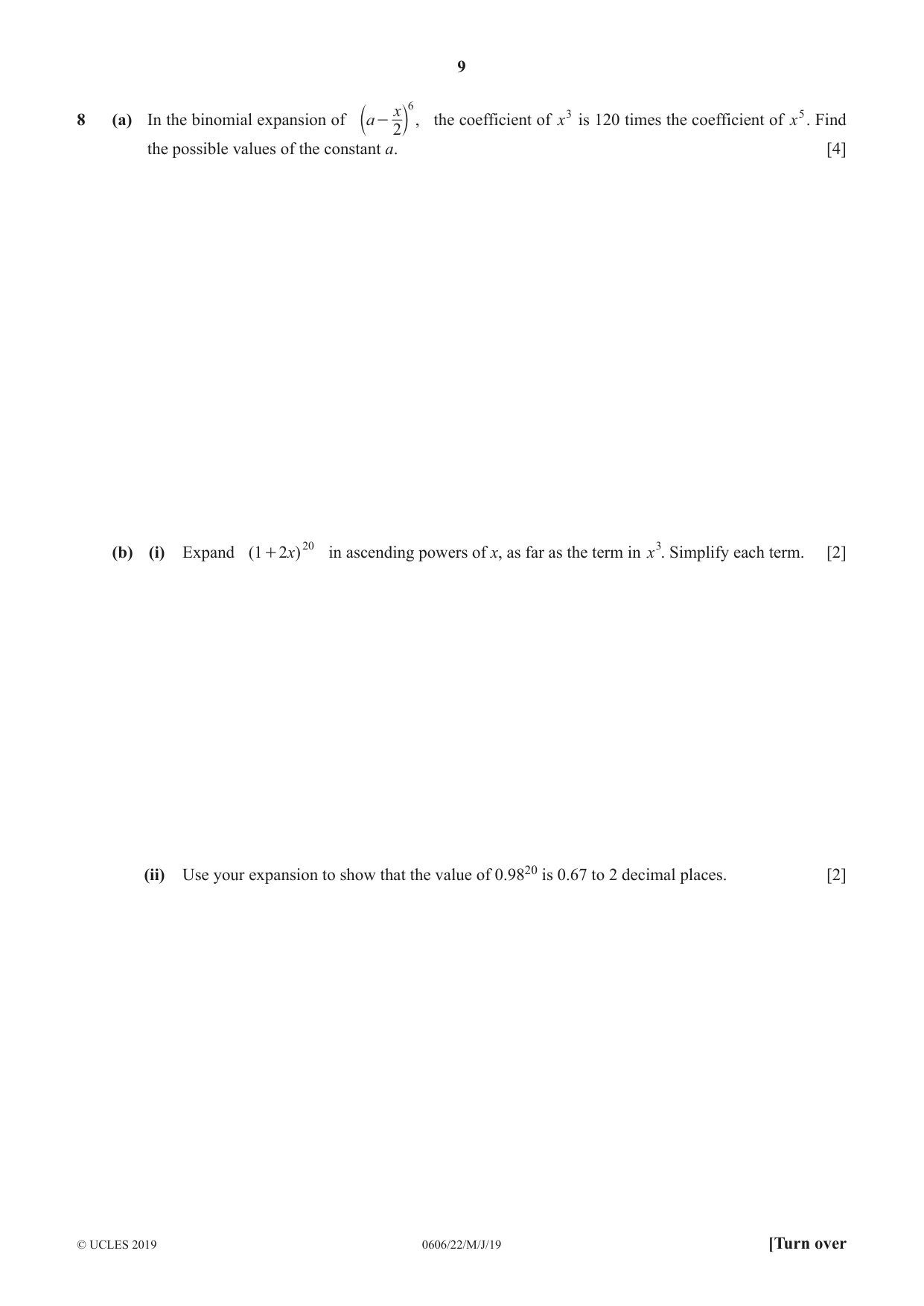 Cambridge IGCSE Mathematics - Additional 0606 2019 May/June Paper 2 · Variant 2 question paper, page 9 of 16