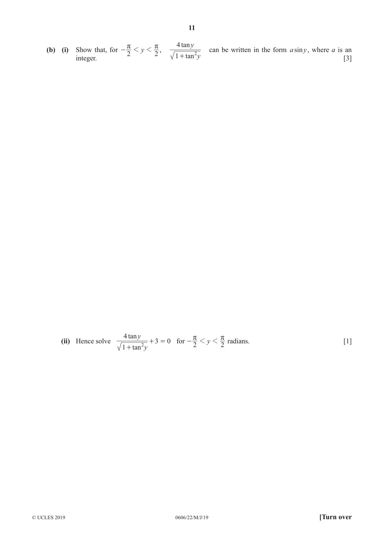 Cambridge IGCSE Mathematics - Additional 0606 2019 May/June Paper 2 · Variant 2 question paper, page 11 of 16