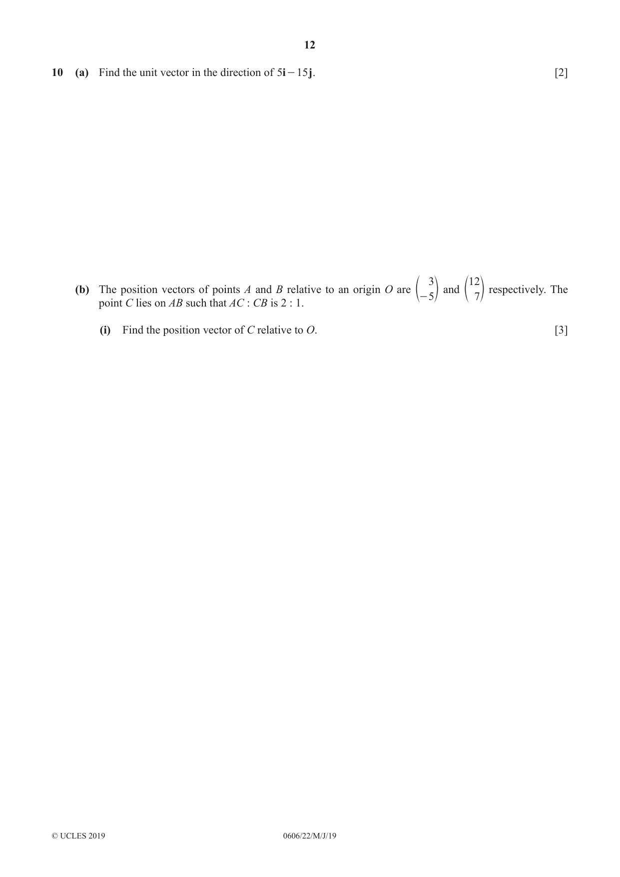 Cambridge IGCSE Mathematics - Additional 0606 2019 May/June Paper 2 · Variant 2 question paper, page 12 of 16