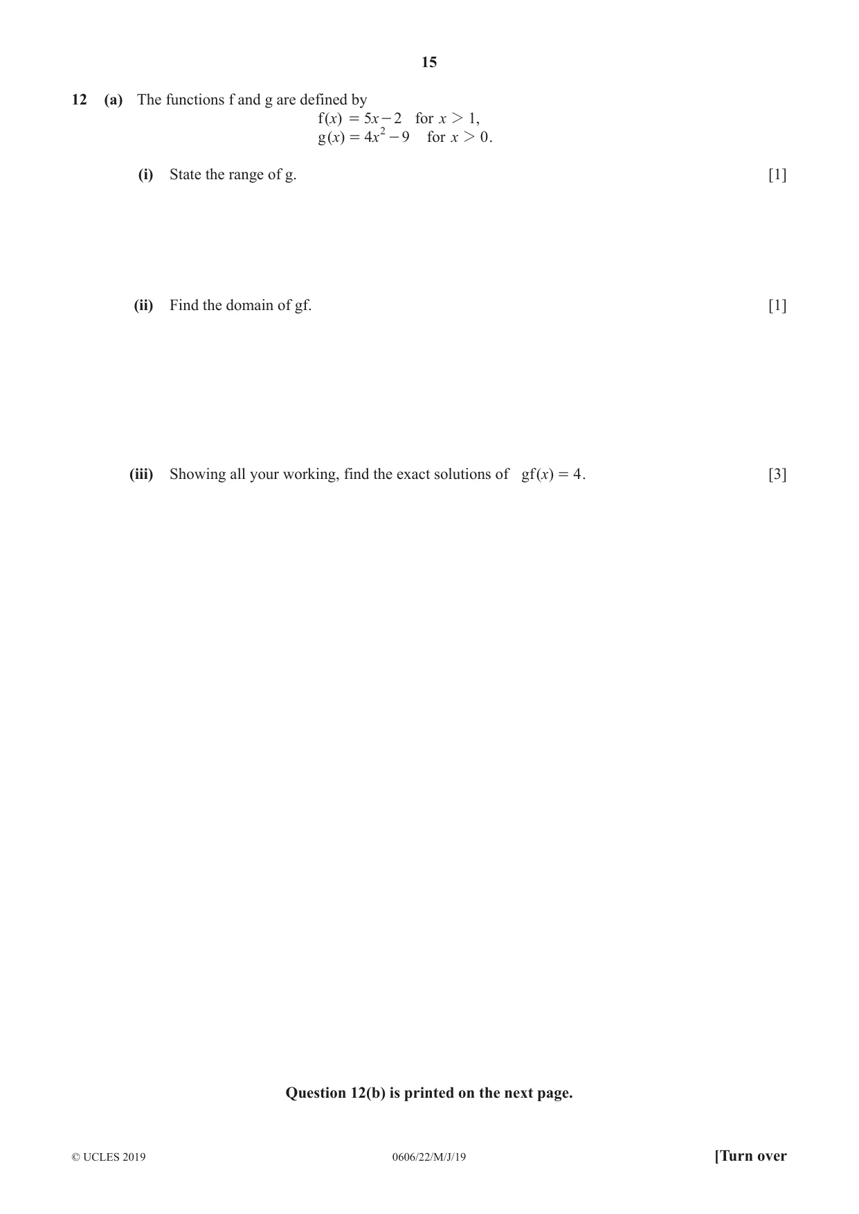 Cambridge IGCSE Mathematics - Additional 0606 2019 May/June Paper 2 · Variant 2 question paper, page 15 of 16