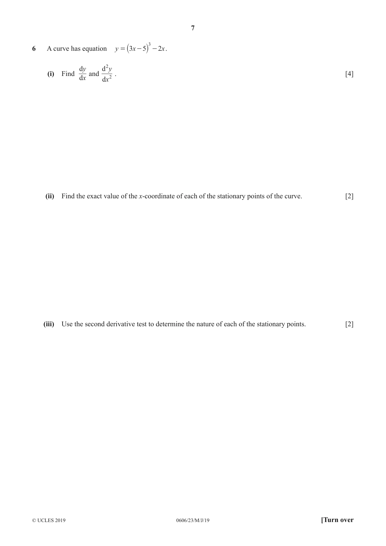 Cambridge IGCSE Mathematics - Additional 0606 2019 May/June Paper 2 · Variant 3 question paper, page 7 of 16