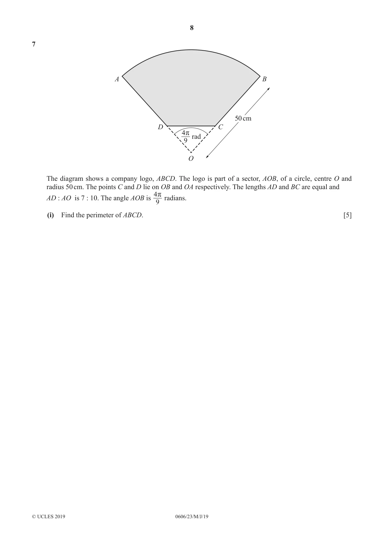 Cambridge IGCSE Mathematics - Additional 0606 2019 May/June Paper 2 · Variant 3 question paper, page 8 of 16