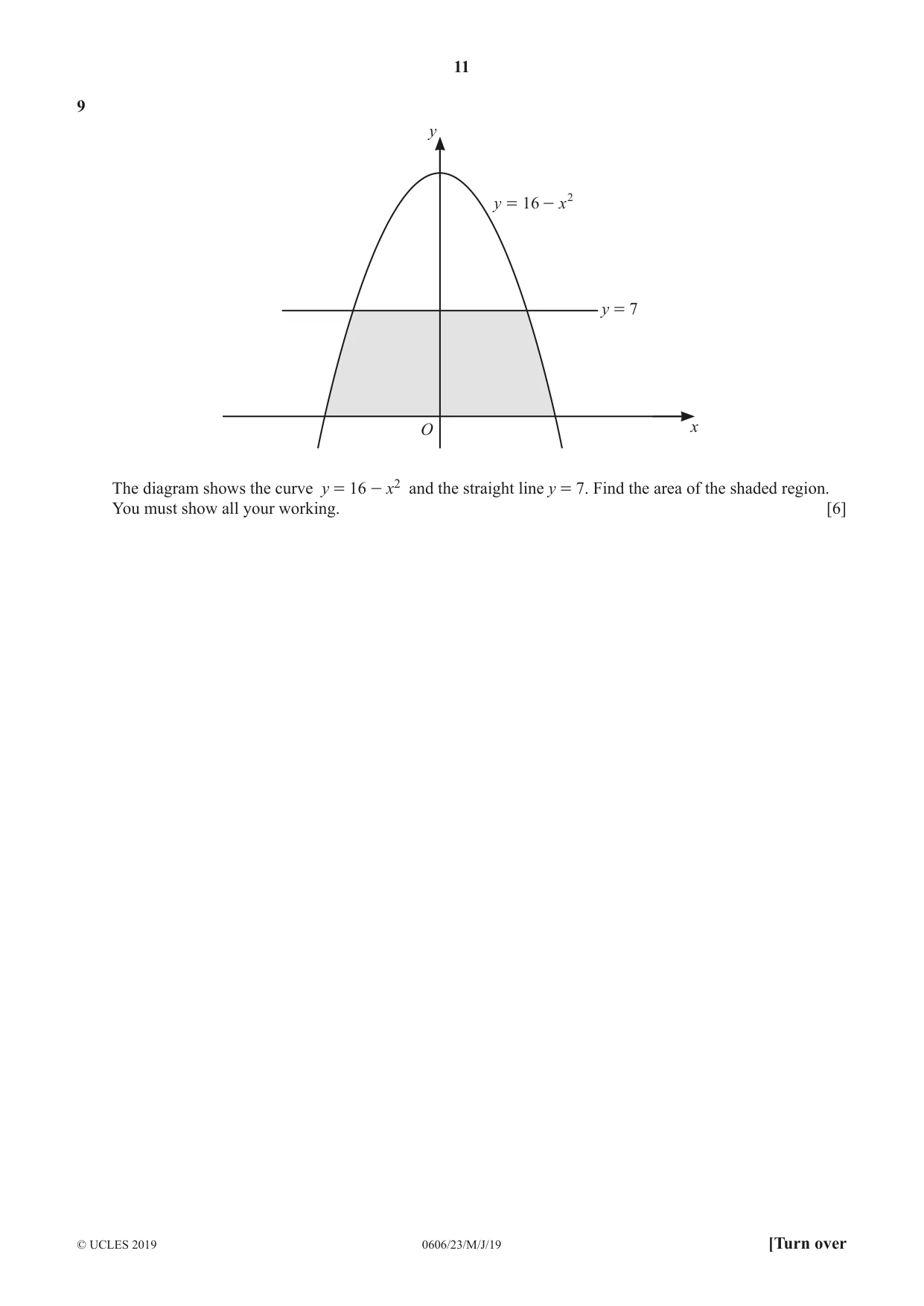 Cambridge IGCSE Mathematics - Additional 0606 2019 May/June Paper 2 · Variant 3 question paper, page 11 of 16