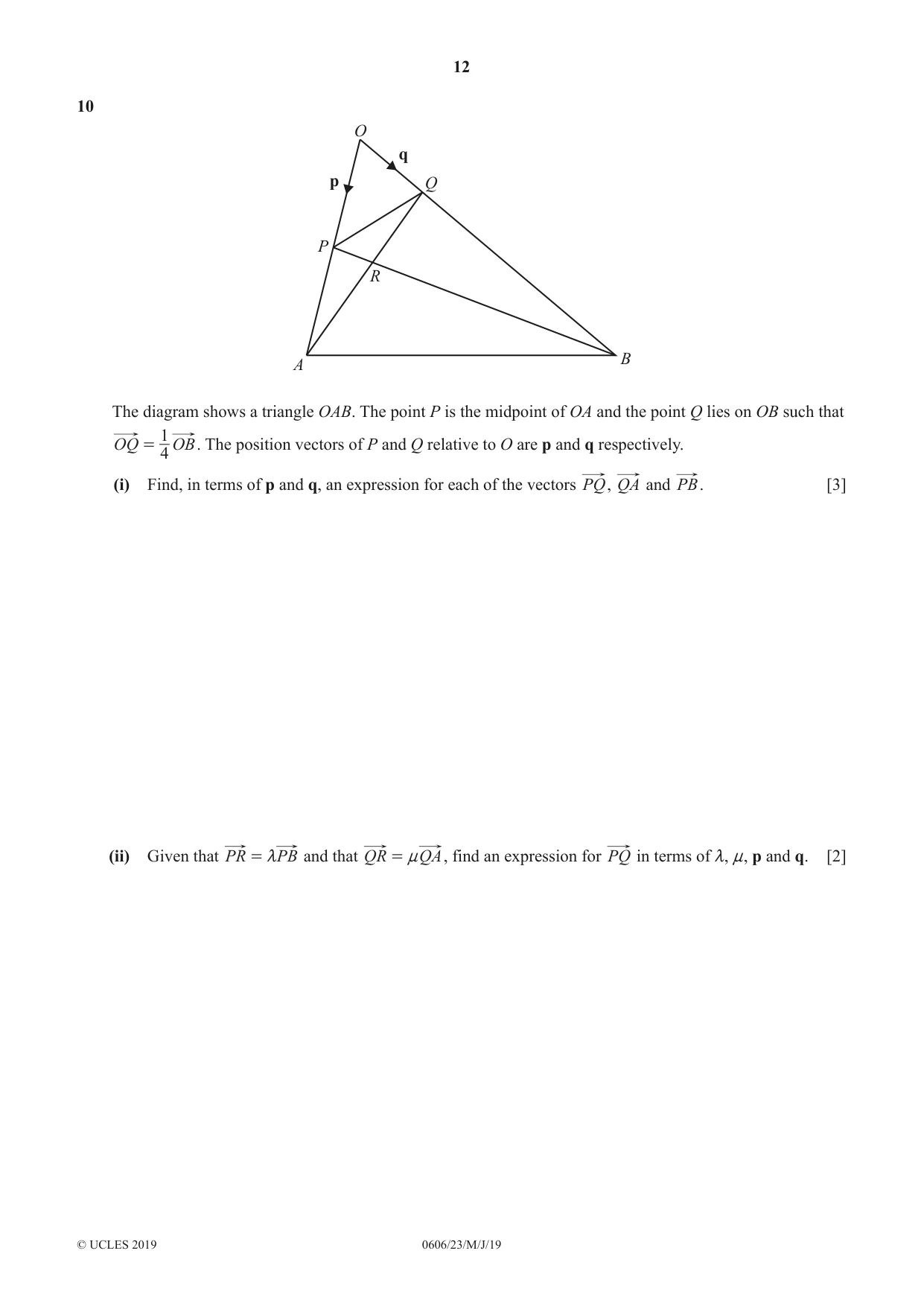 Cambridge IGCSE Mathematics - Additional 0606 2019 May/June Paper 2 · Variant 3 question paper, page 12 of 16
