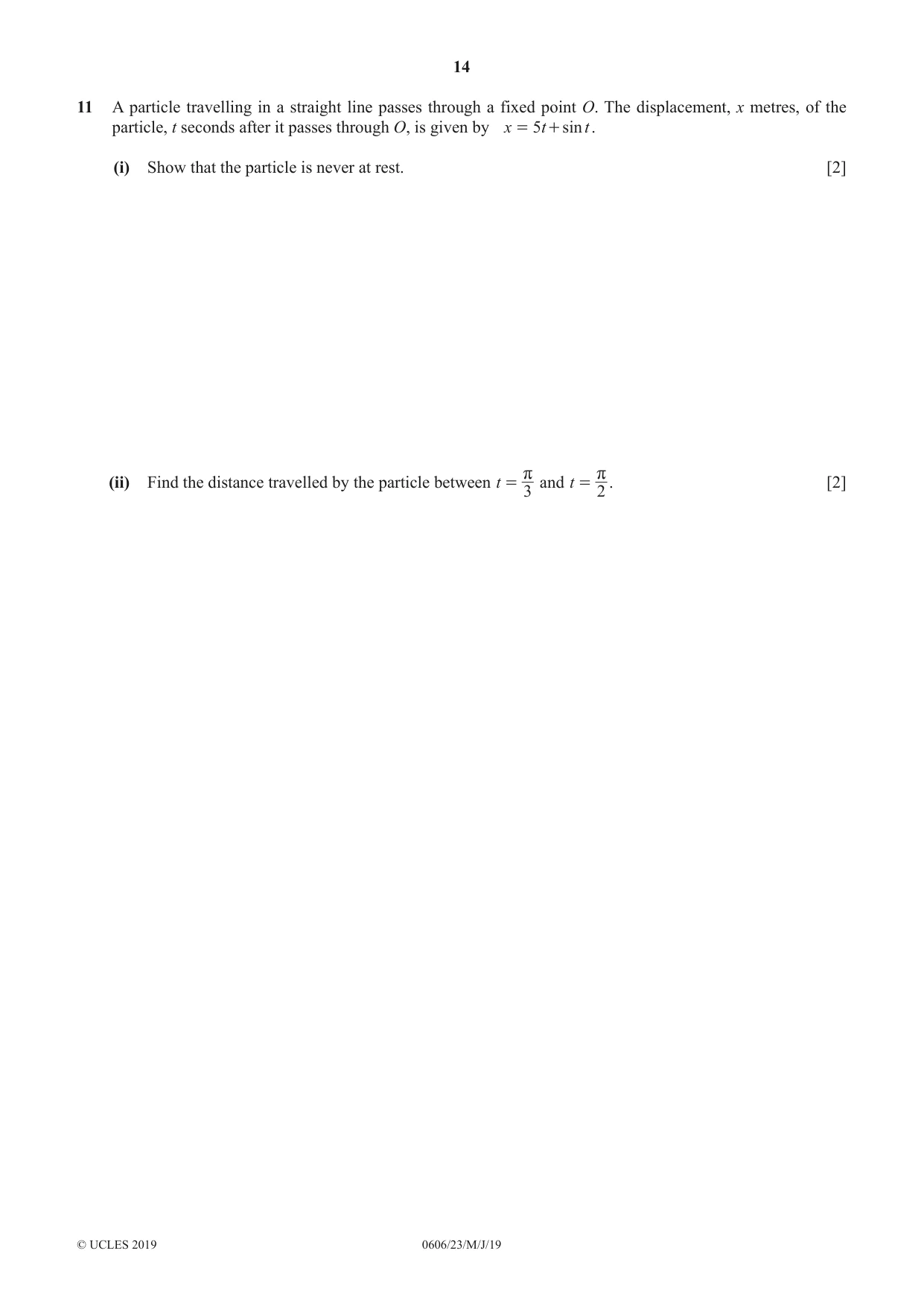 Cambridge IGCSE Mathematics - Additional 0606 2019 May/June Paper 2 · Variant 3 question paper, page 14 of 16
