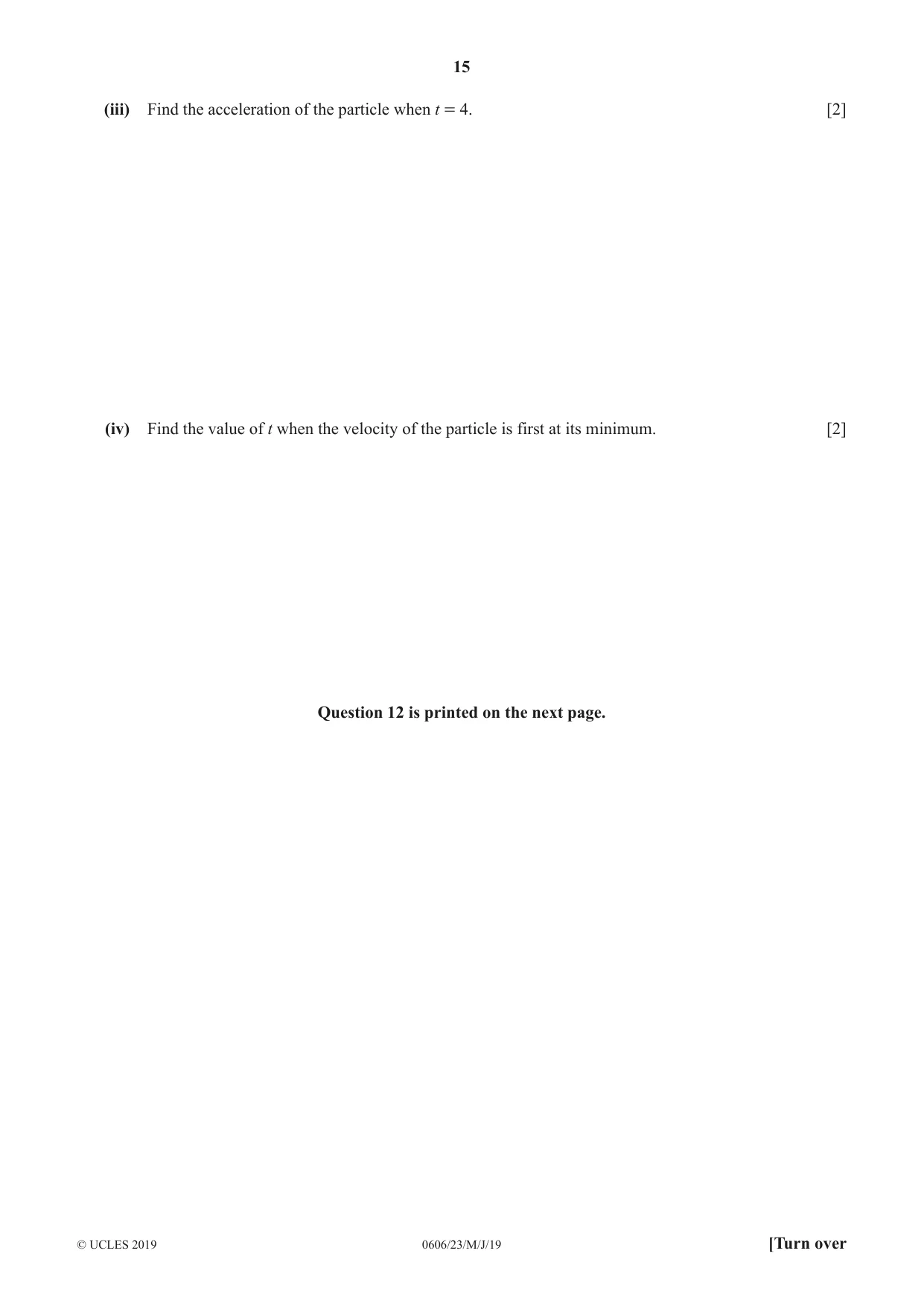 Cambridge IGCSE Mathematics - Additional 0606 2019 May/June Paper 2 · Variant 3 question paper, page 15 of 16