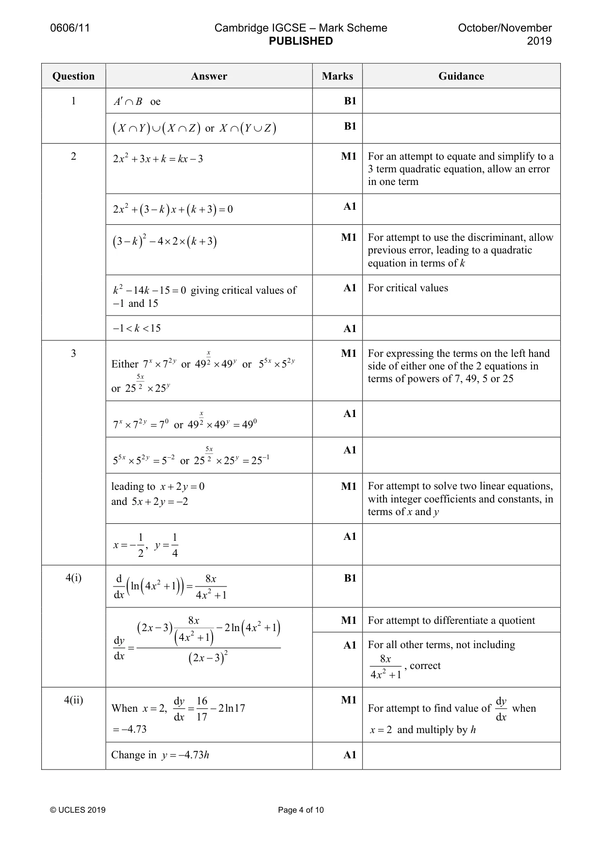 Mark scheme, page 4 of 10