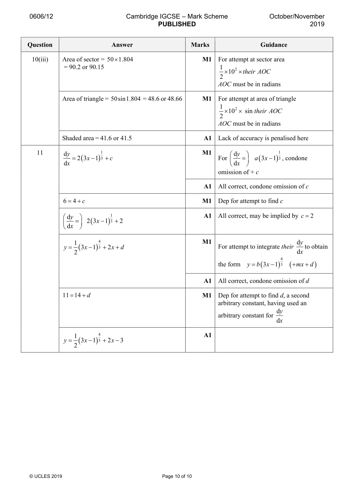 Mark scheme, page 10 of 10