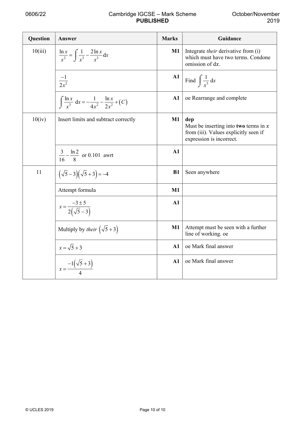 Mark scheme, page 10 of 10