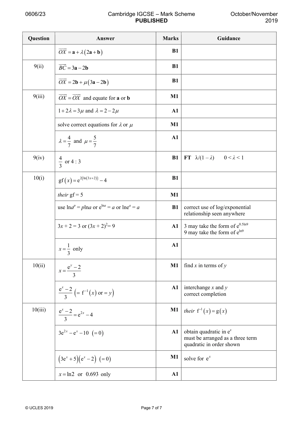Mark scheme, page 7 of 7