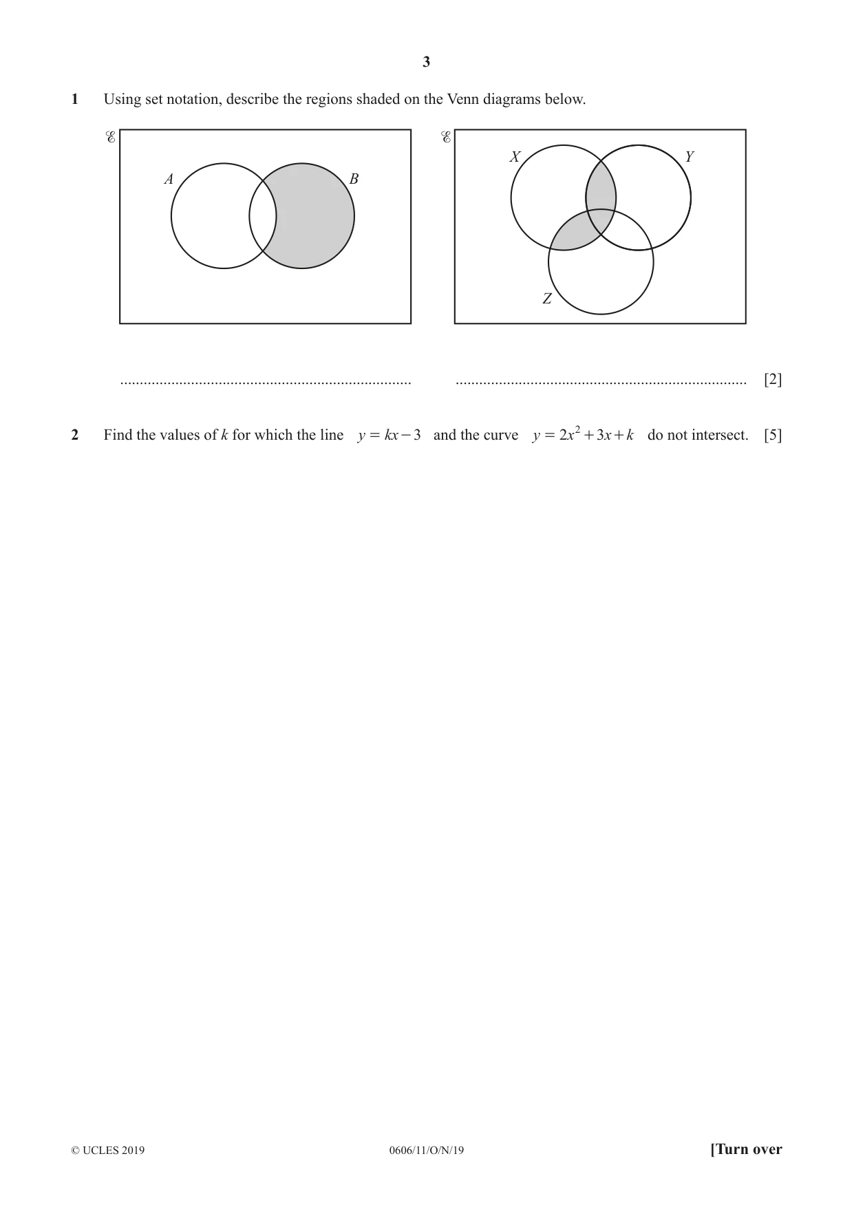 Cambridge IGCSE Mathematics - Additional 0606 2019 Oct/Nov Paper 1 · Variant 1 question paper, page 3 of 16