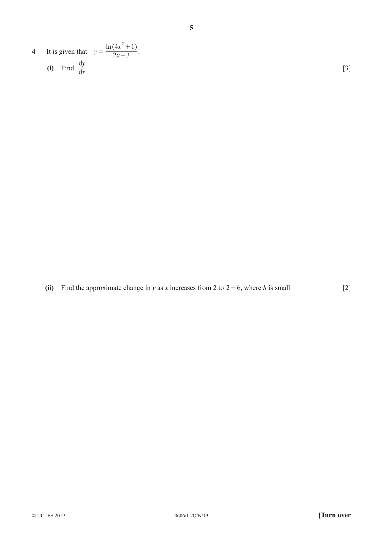 Cambridge IGCSE Mathematics - Additional 0606 2019 Oct/Nov Paper 1 · Variant 1 question paper, page 5 of 16
