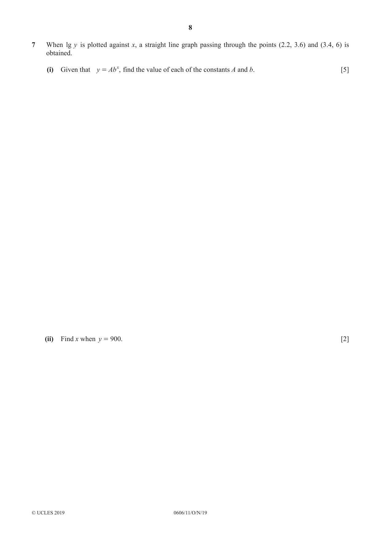 Cambridge IGCSE Mathematics - Additional 0606 2019 Oct/Nov Paper 1 · Variant 1 question paper, page 8 of 16