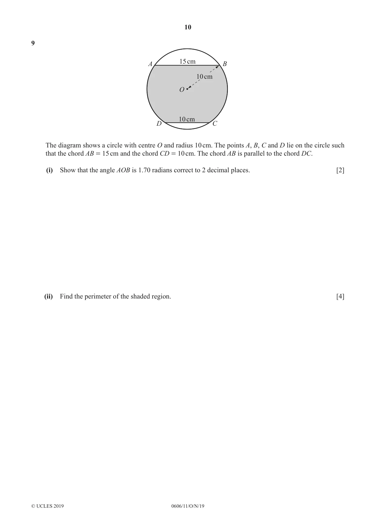 Cambridge IGCSE Mathematics - Additional 0606 2019 Oct/Nov Paper 1 · Variant 1 question paper, page 10 of 16