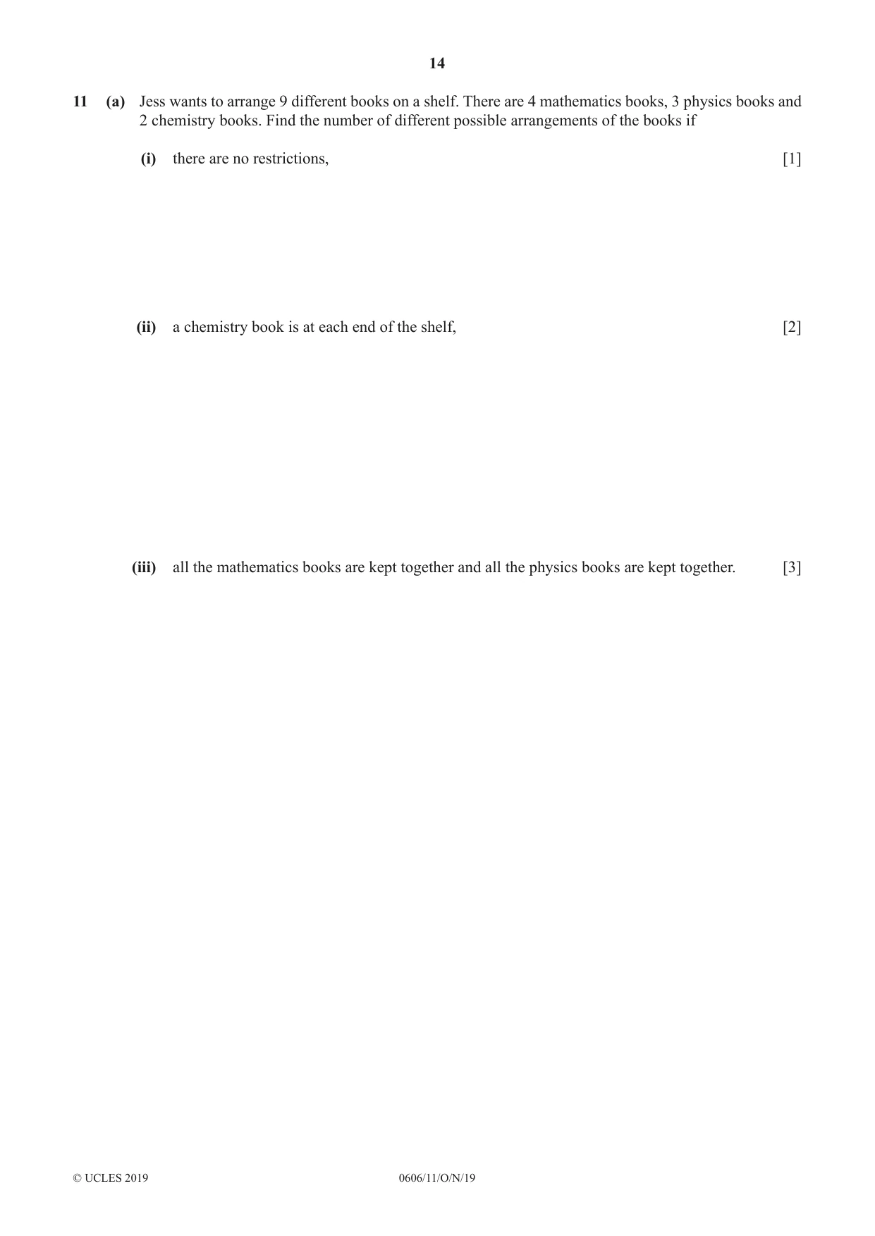 Cambridge IGCSE Mathematics - Additional 0606 2019 Oct/Nov Paper 1 · Variant 1 question paper, page 14 of 16