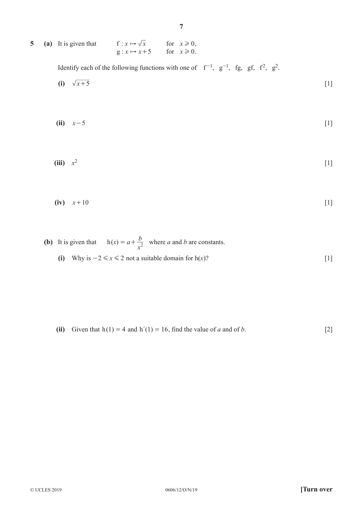 Cambridge IGCSE Mathematics - Additional 0606 2019 Oct/Nov Paper 1 · Variant 2 question paper, page 7 of 16