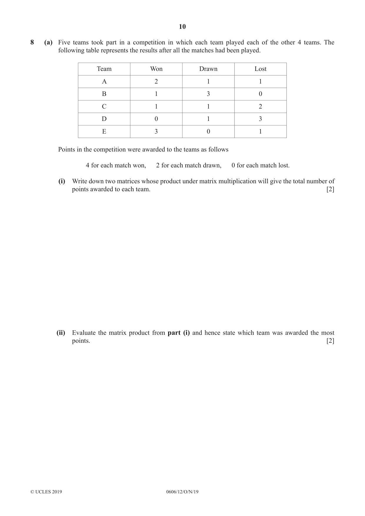 Cambridge IGCSE Mathematics - Additional 0606 2019 Oct/Nov Paper 1 · Variant 2 question paper, page 10 of 16