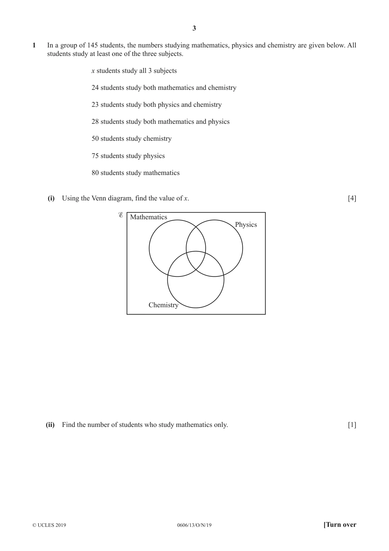 Cambridge IGCSE Mathematics - Additional 0606 2019 Oct/Nov Paper 1 · Variant 3 question paper, page 3 of 16