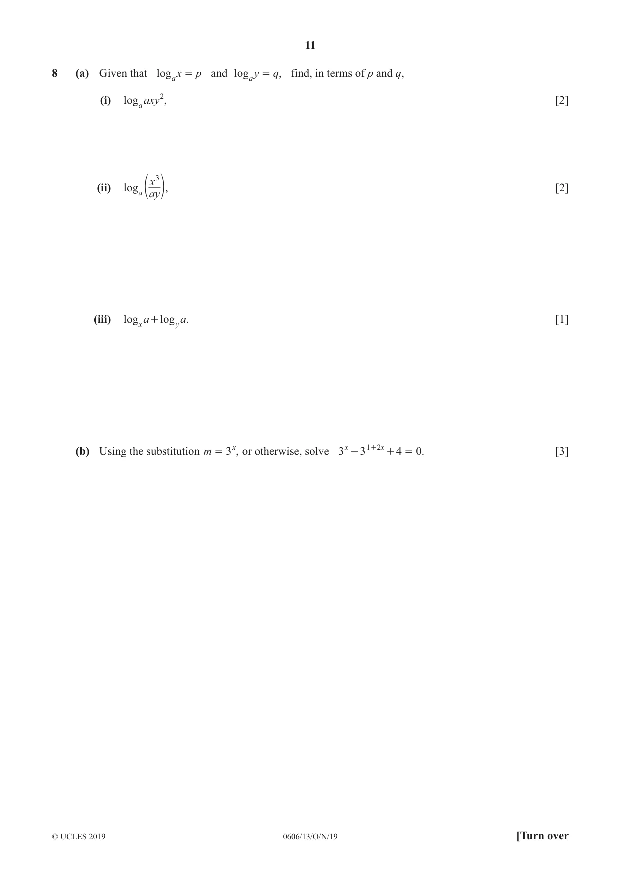 Cambridge IGCSE Mathematics - Additional 0606 2019 Oct/Nov Paper 1 · Variant 3 question paper, page 11 of 16