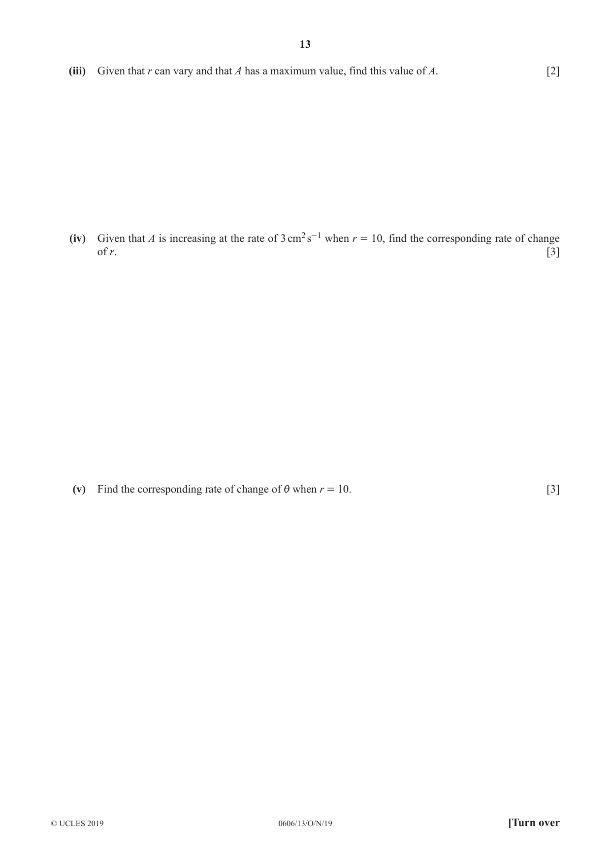Cambridge IGCSE Mathematics - Additional 0606 2019 Oct/Nov Paper 1 · Variant 3 question paper, page 13 of 16