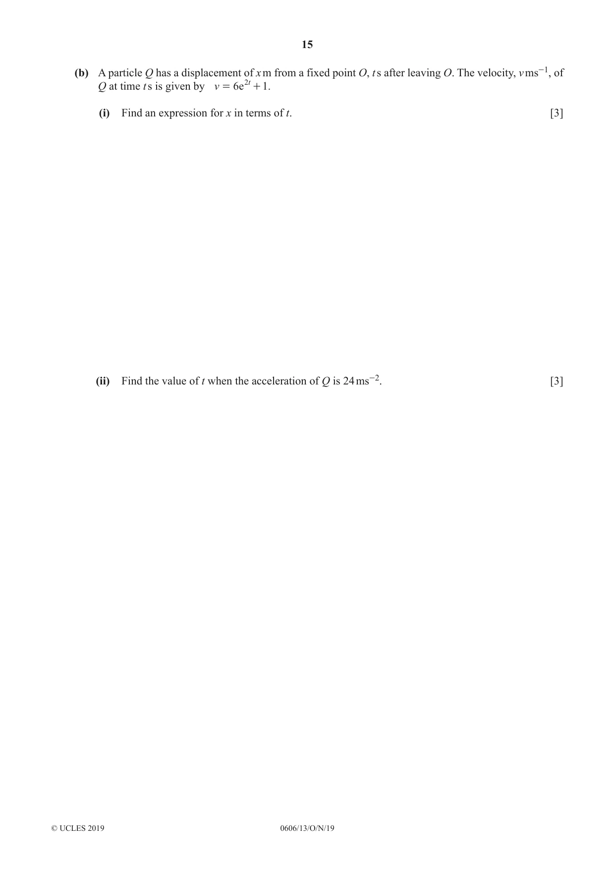 Cambridge IGCSE Mathematics - Additional 0606 2019 Oct/Nov Paper 1 · Variant 3 question paper, page 15 of 16