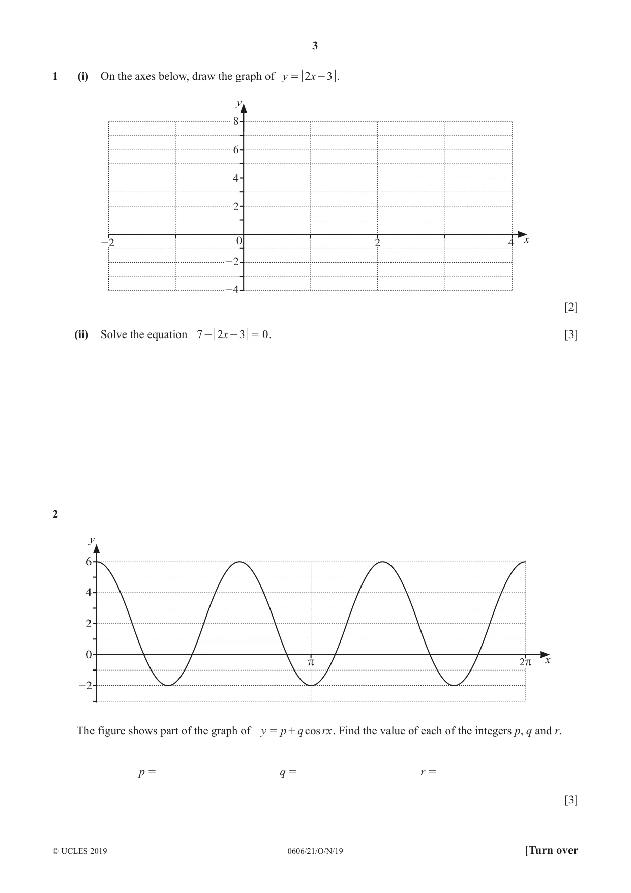 Cambridge IGCSE Mathematics - Additional 0606 2019 Oct/Nov Paper 2 · Variant 1 question paper, page 3 of 16