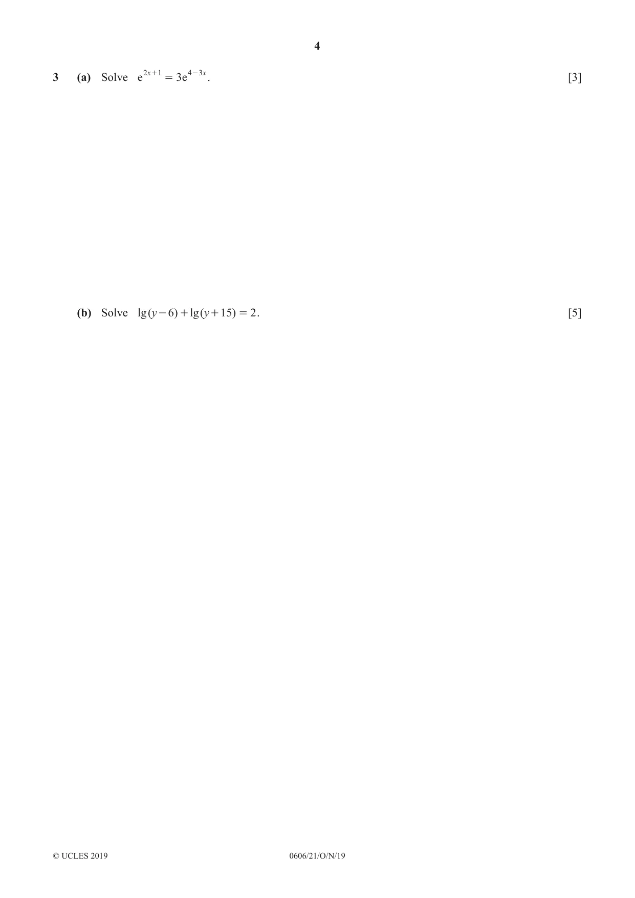 Cambridge IGCSE Mathematics - Additional 0606 2019 Oct/Nov Paper 2 · Variant 1 question paper, page 4 of 16