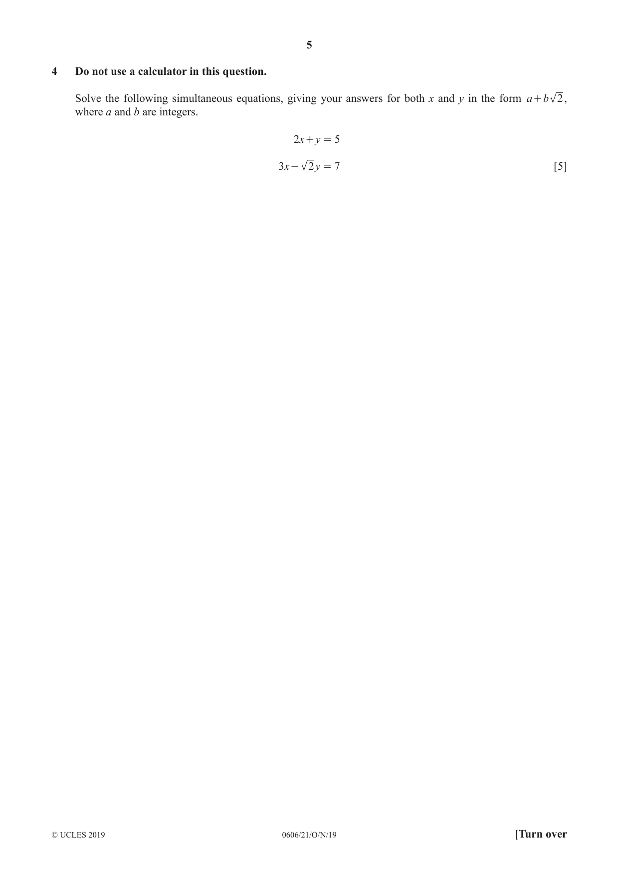 Cambridge IGCSE Mathematics - Additional 0606 2019 Oct/Nov Paper 2 · Variant 1 question paper, page 5 of 16