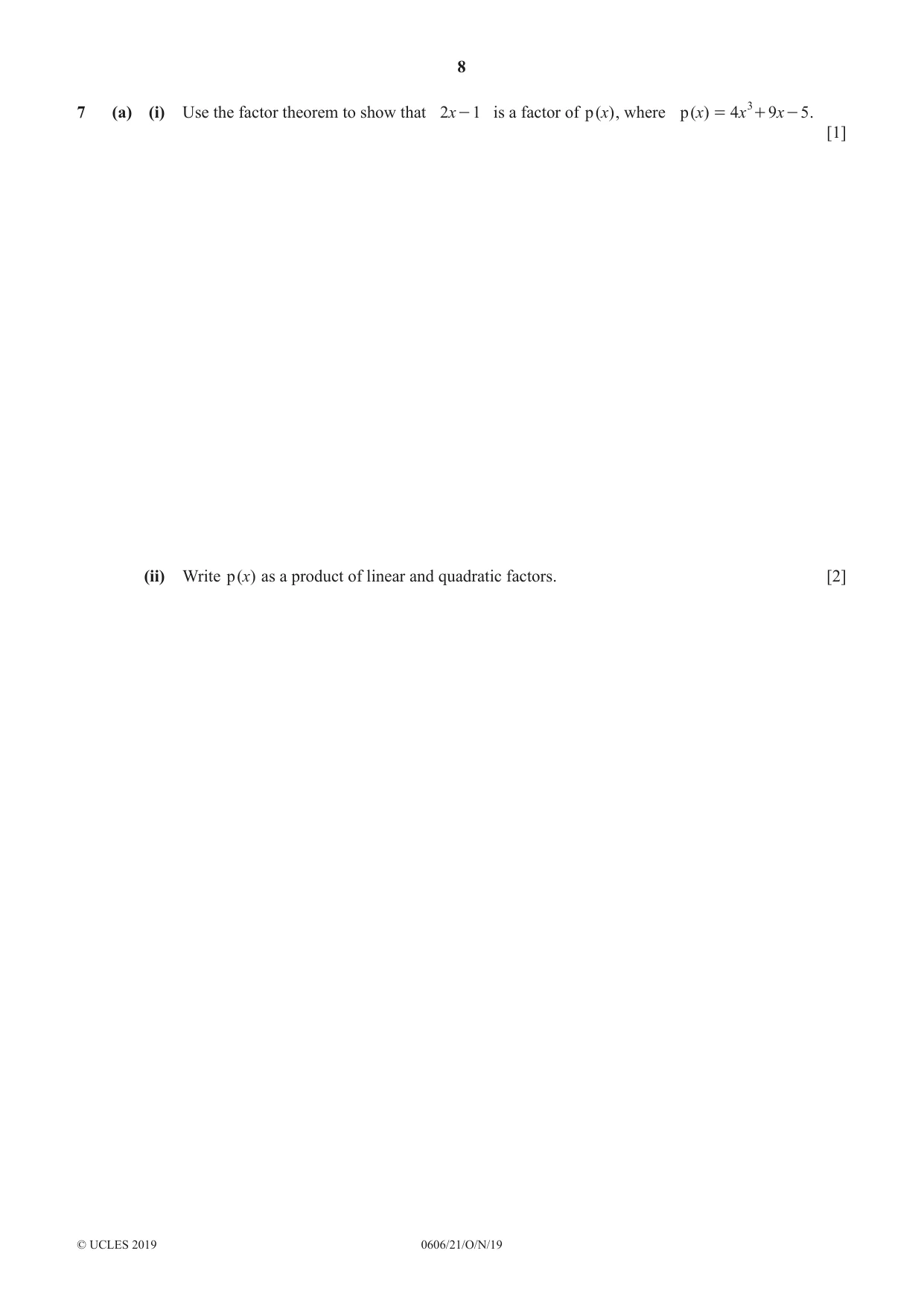 Cambridge IGCSE Mathematics - Additional 0606 2019 Oct/Nov Paper 2 · Variant 1 question paper, page 8 of 16